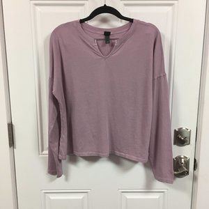 Wild Fable Purple Distressed V-Neck Long Sleeve Shirt NWT - Choose Size